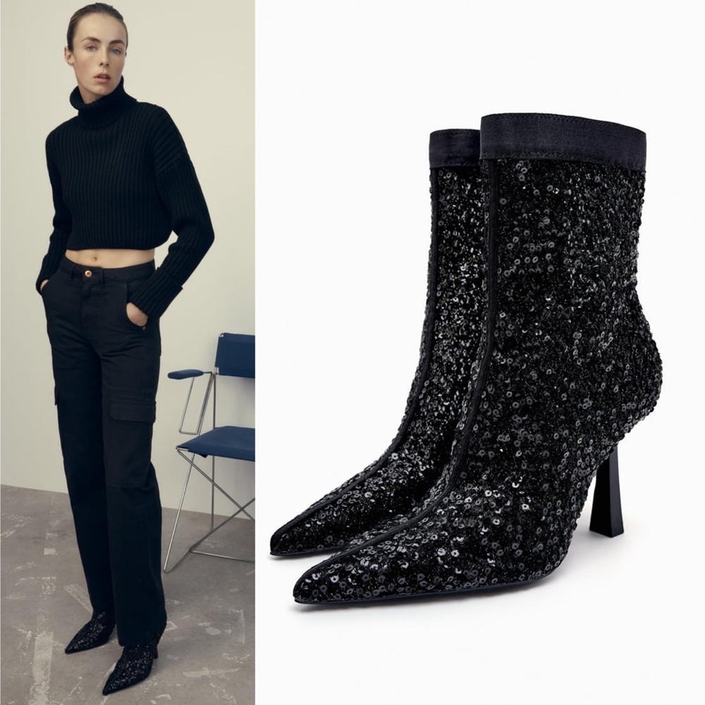 ZARA Sequin Booties